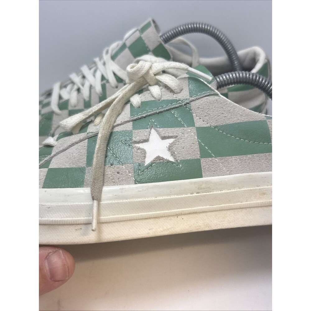 Converse One Star Ox Low Top White Checkered Green 172353C Men's 8.5 /Women’s 10 - Picture 2 of 9